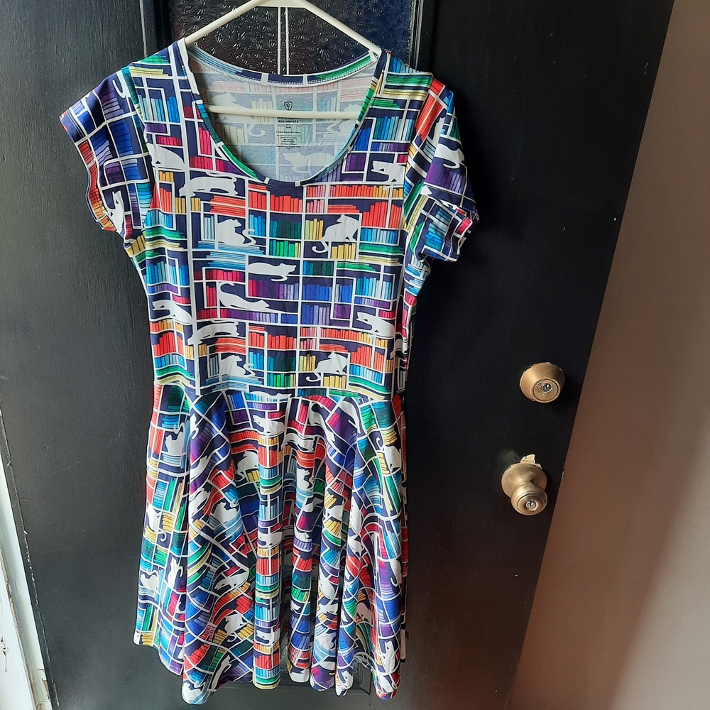 Princess Awesome Rainbow Cats & Books Women's Dress Size 8-10